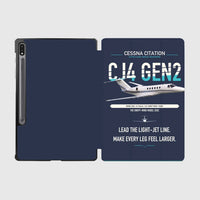 Thumbnail for Cessna Citation CJ4 Gen2 design on navy blue samsung tablet tablet case