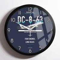 Thumbnail for Douglas DC-8-63 design on navy blue framed wall clock