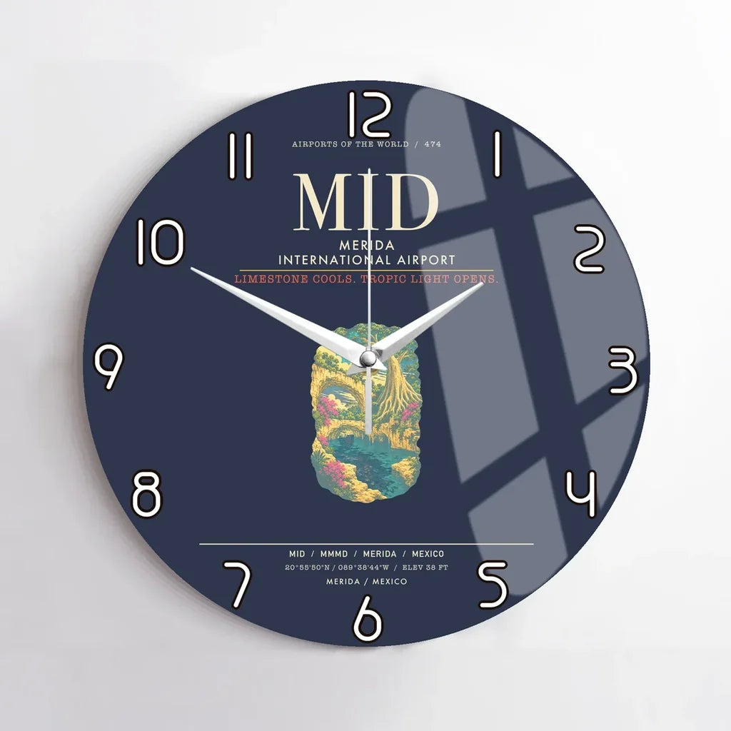 Merida International Airport MID Wall-Clock No-Frame - Navy Blue