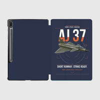 Thumbnail for Saab AJ 37 Viggen design on navy blue samsung tablet tablet case