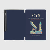 Thumbnail for Cheyenne Regional Airport (CYS) design on navy blue samsung tablet tablet case