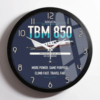 Thumbnail for Socata TBM 850 design on navy blue framed wall clock
