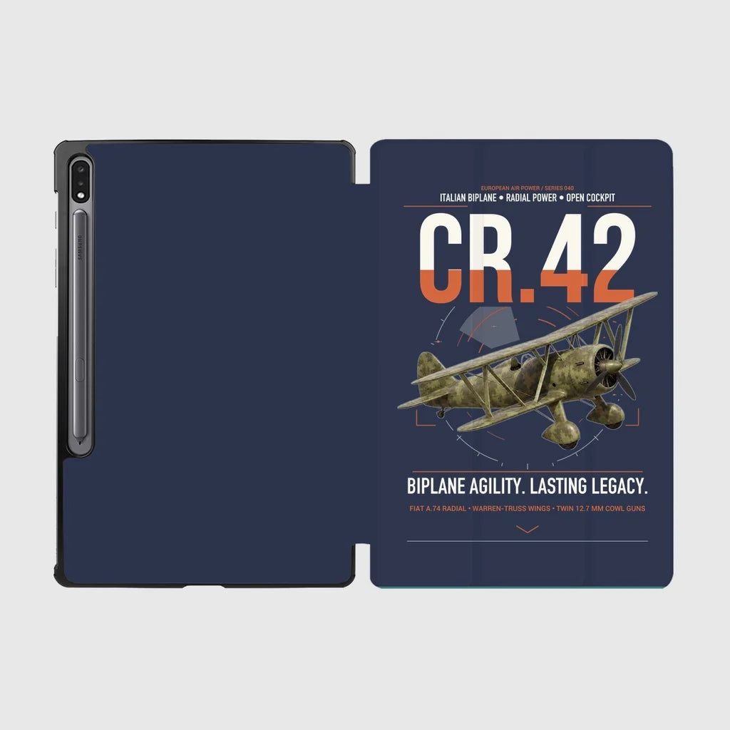Fiat CR.42 Falco design on navy blue samsung tablet tablet case