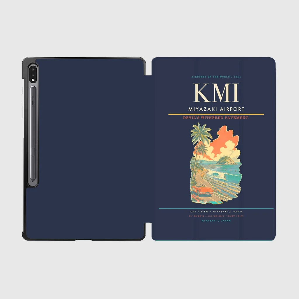Miyazaki Airport (KMI) design on navy blue samsung tablet tablet case