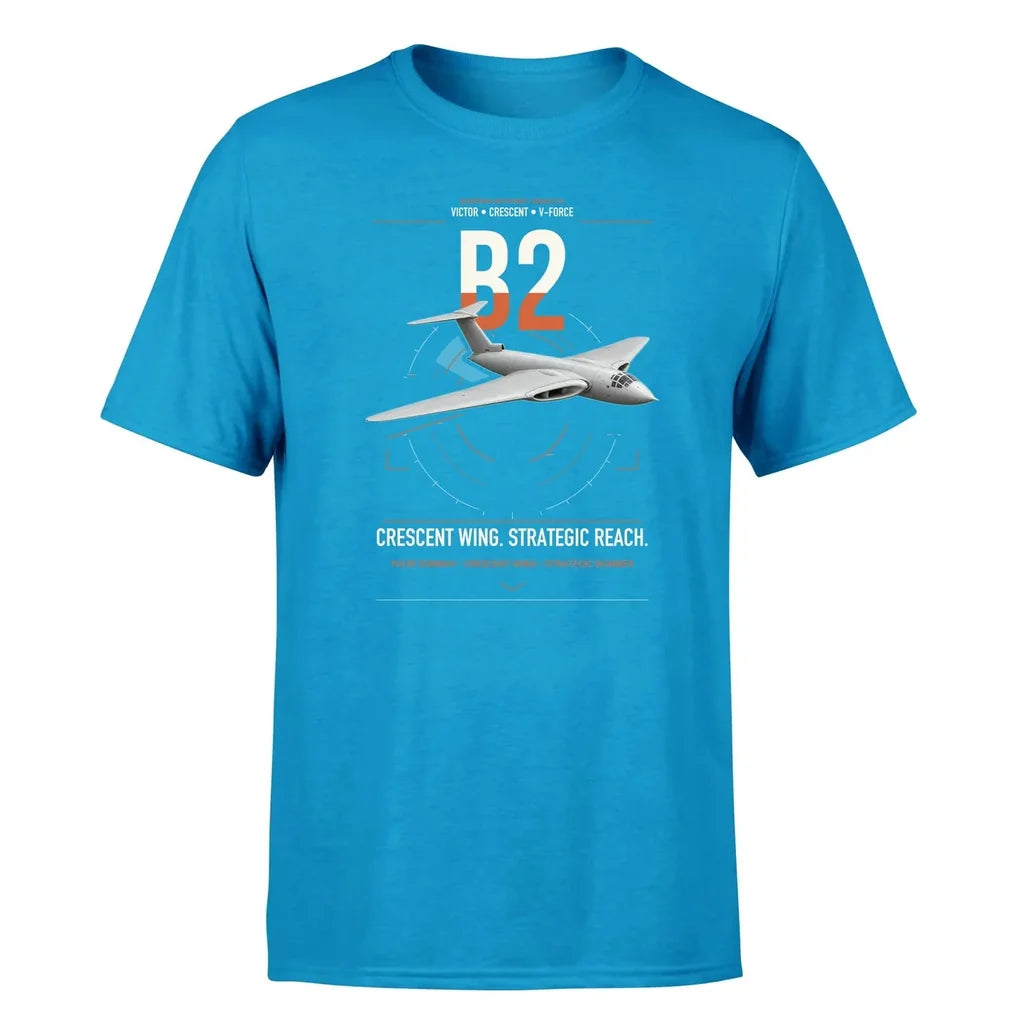 Handley Page Victor B2 design on turquoise t-shirt, single-side print