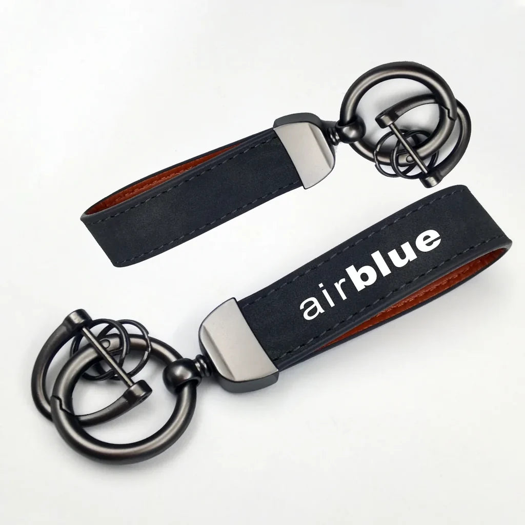 Air Blue Horseshoe Buckle key chain in black