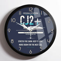 Thumbnail for Cessna Citation CJ2+ design on navy blue framed wall clock