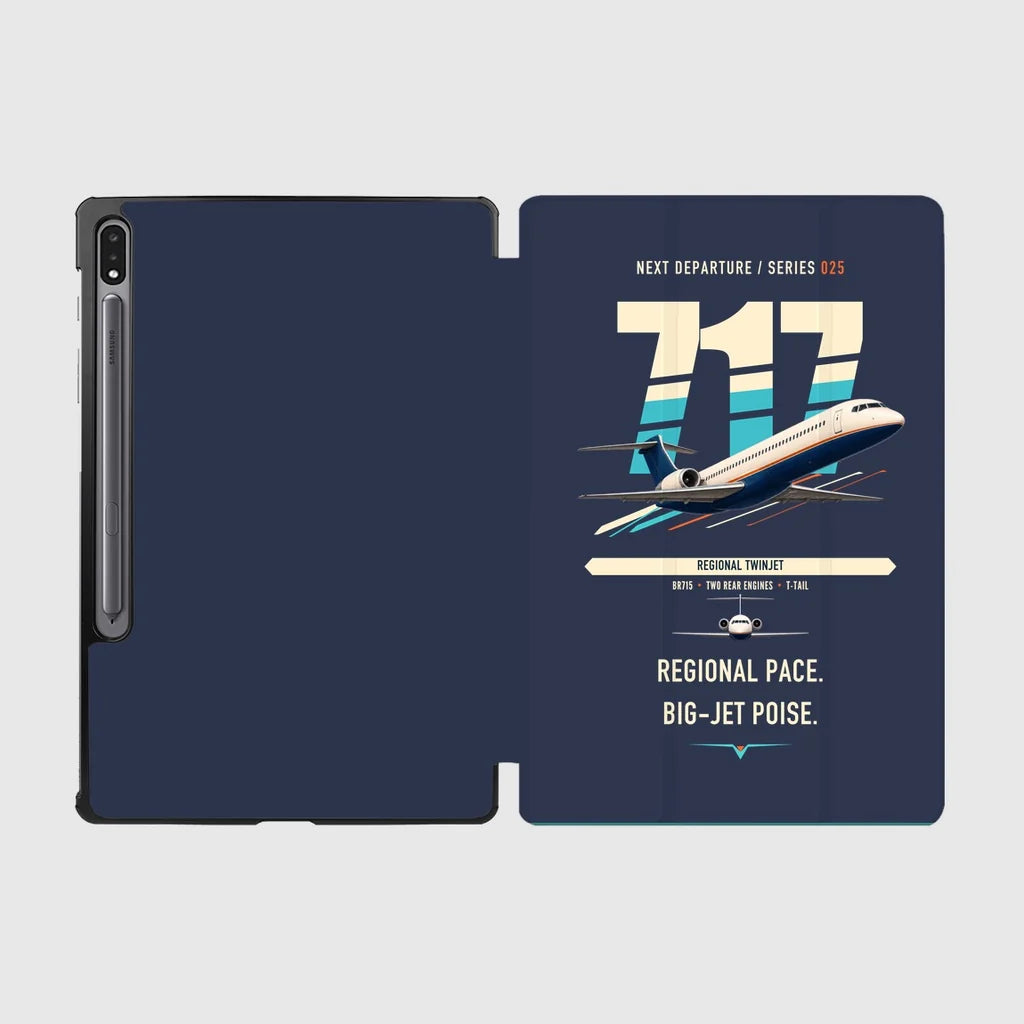 Boeing 717-200 design on navy blue samsung tablet tablet case