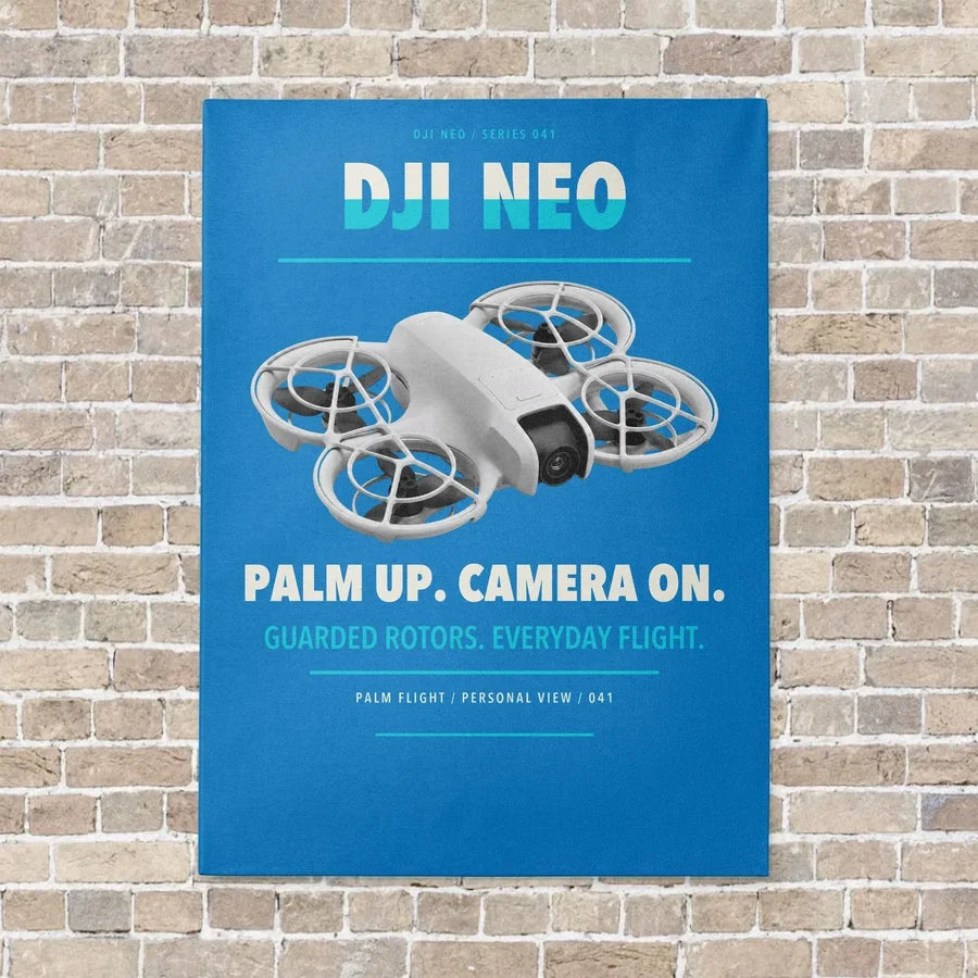 DJI Neo vertical canvas print - no frame - turquoise background