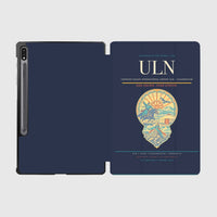 Thumbnail for Chinggis Khaan International Airport (ULN) design on navy blue samsung tablet tablet case
