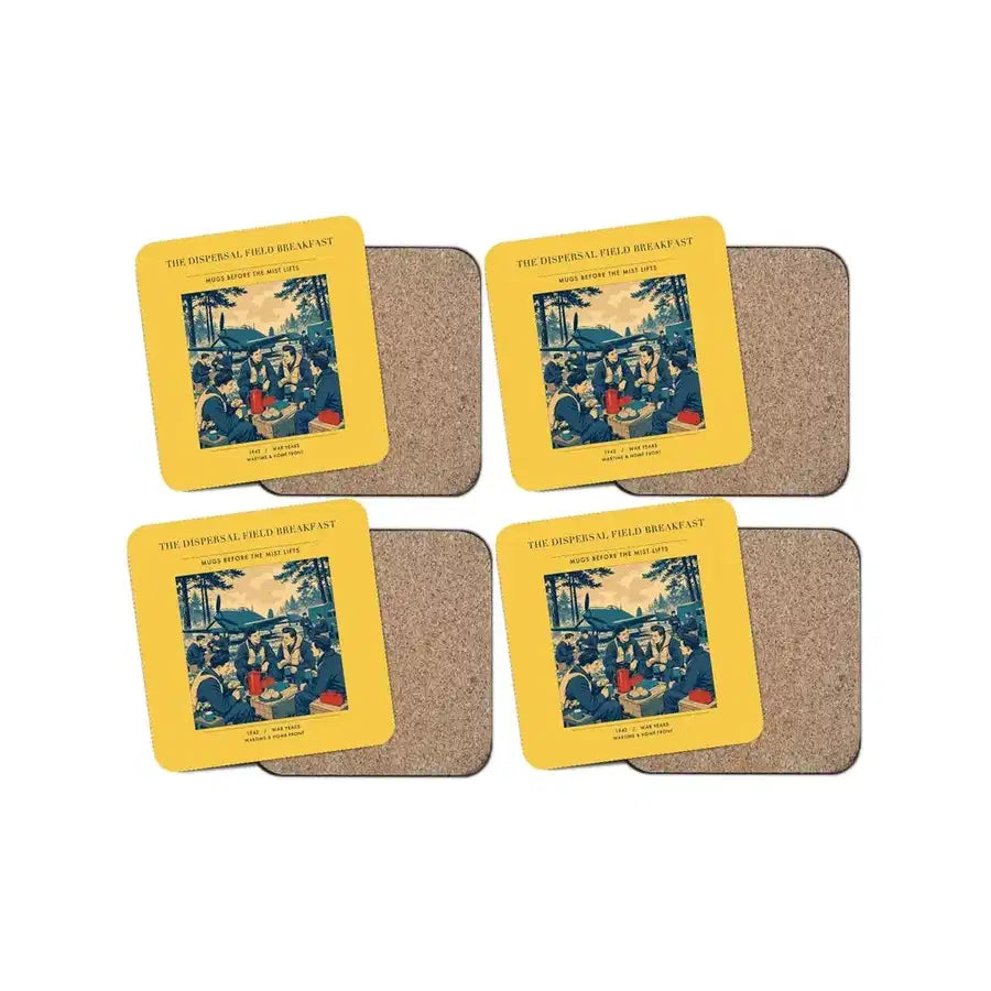 The Dispersal Field Breakfast - Designed Coasters design on yellow 4-pieces-set