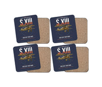 Thumbnail for SPAD S.XIII C.1 design on navy blue 4 pieces set coaster