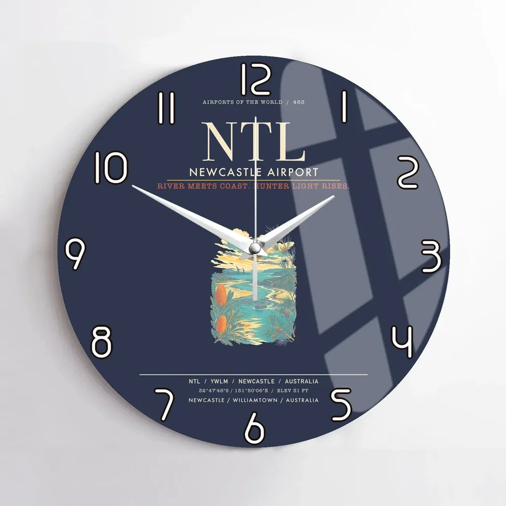 Newcastle Airport NTL Wall-Clock No-Frame - Navy Blue