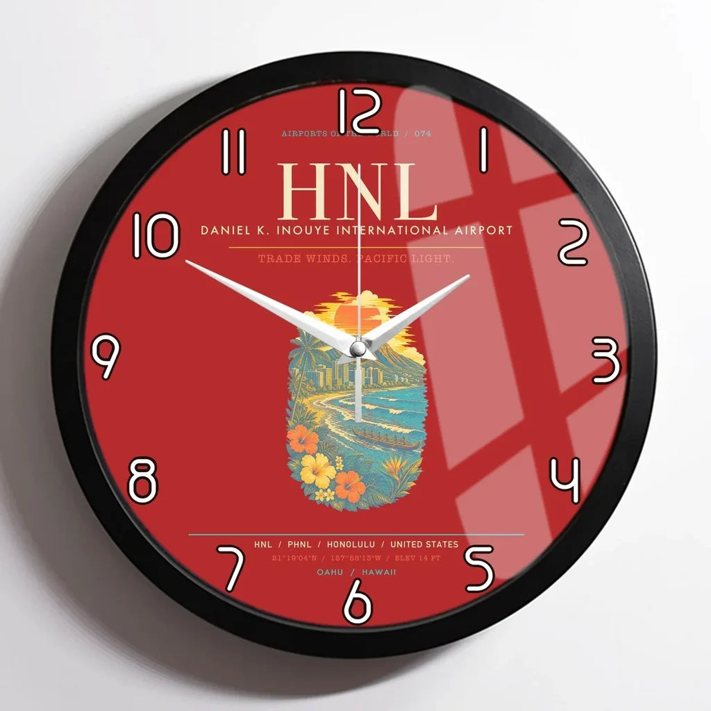 Honolulu Daniel K. Inouye International Airport HNL Wall-Clock Framed - Red