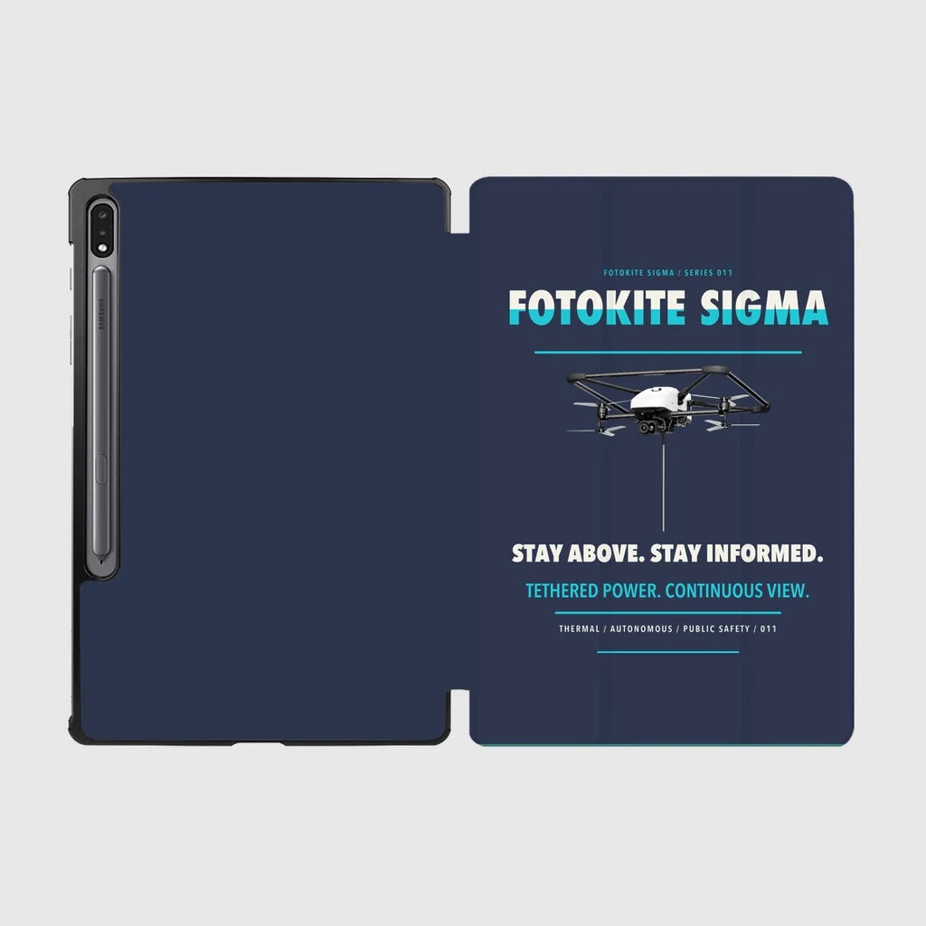 Fotokite Sigma design on navy blue samsung tablet tablet case