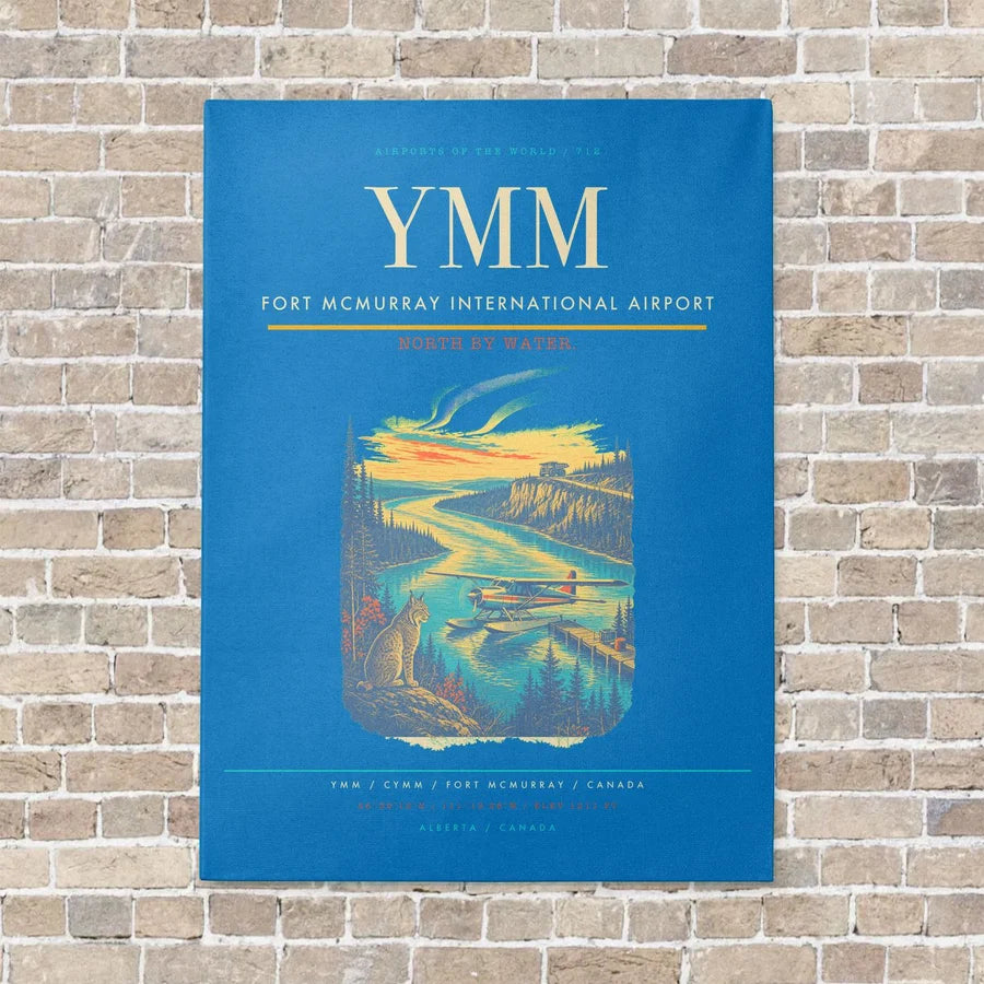 Fort McMurray International Airport YMM vertical canvas print - no frame - turquoise background