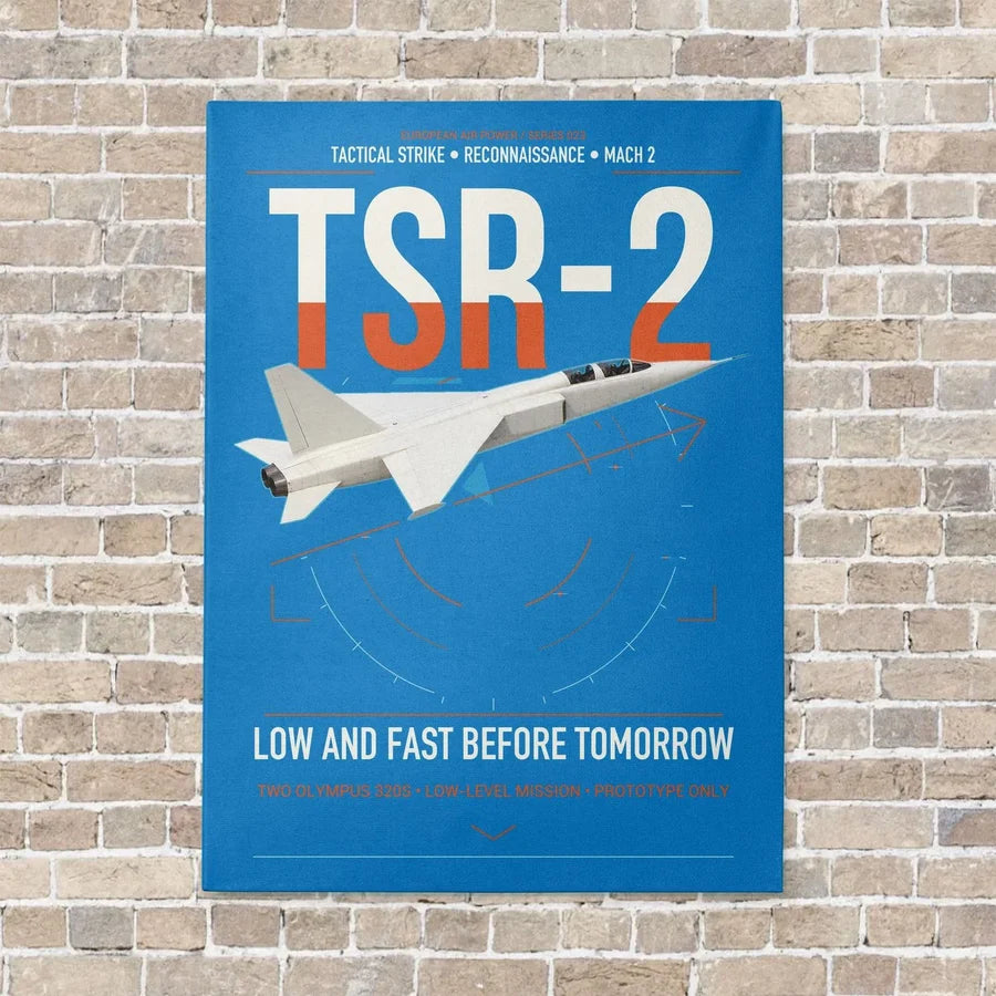 BAC TSR-2 vertical canvas print - no frame - turquoise background