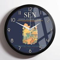 Thumbnail for London Southend Airport (SEN) design on navy blue framed wall clock