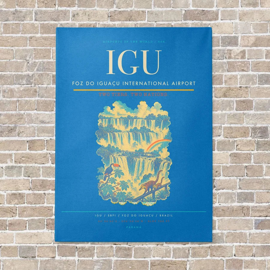 Foz do Iguaçu International Airport IGU vertical canvas print - no frame - turquoise background