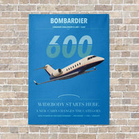 Thumbnail for Bombardier Challenger 600 vertical canvas print - no frame - turquoise background