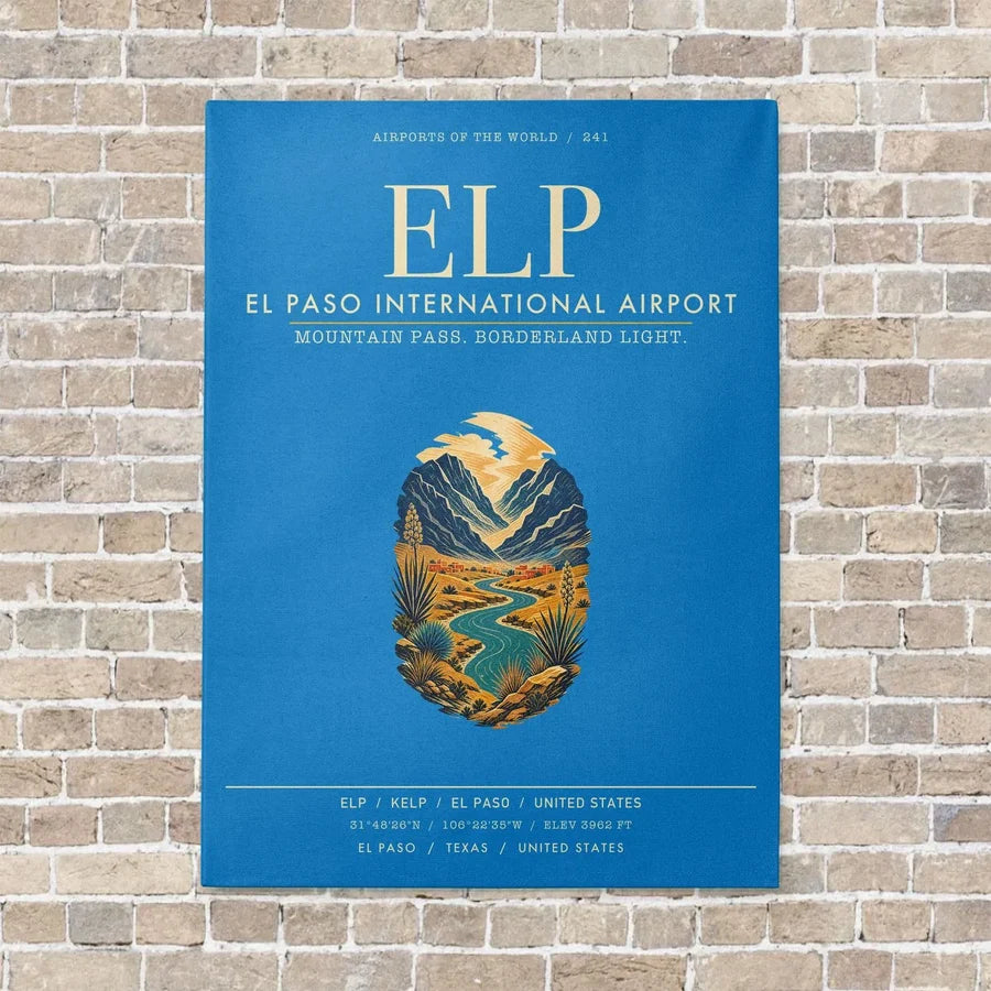 El Paso International Airport ELP vertical canvas print - no frame - turquoise background