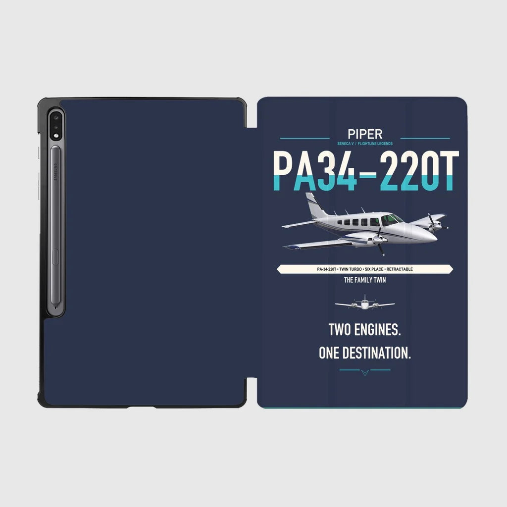 Piper PA-34-220T Seneca V design on navy blue samsung tablet tablet case
