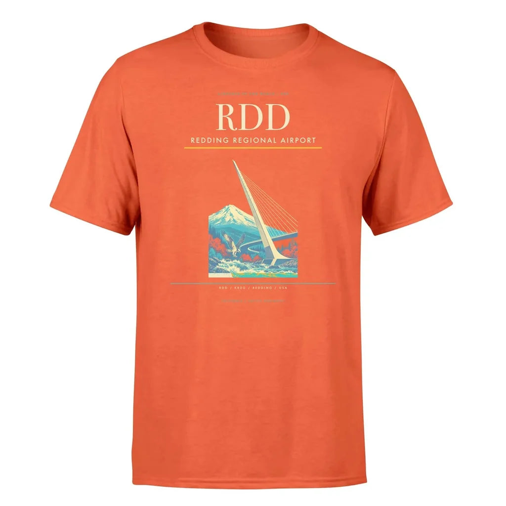 Redding Regional Airport (RDD) T-Shirt single-side front print in Orange | redding-regional-airport-rdd-double-side-t-shirt