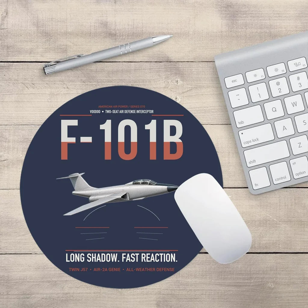 F-101B Voodoo design on navy blue round mouse pad