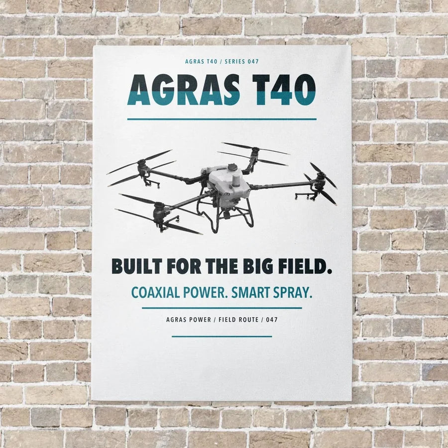 DJI Agras T40 vertical canvas print - no frame - white background