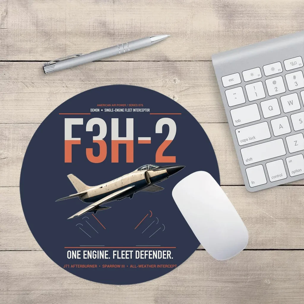 F3H-2 Demon design on navy blue round mouse pad