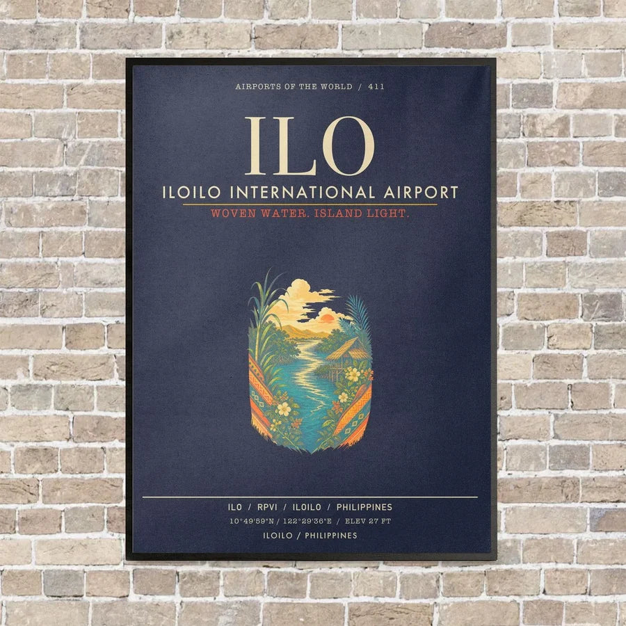Iloilo International Airport ILO - Canvas Framed - Navy Blue