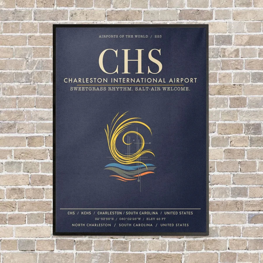 Charleston International Airport CHS - Canvas Framed - Navy Blue