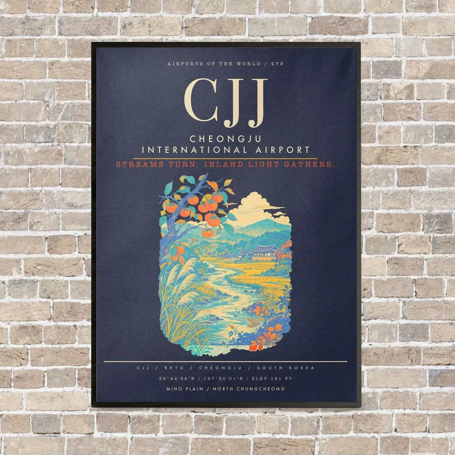 Cheongju International Airport CJJ - Canvas Framed - Navy Blue