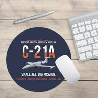 Thumbnail for C-21A Learjet Small Jet Big Mission design on navy blue round mouse pad