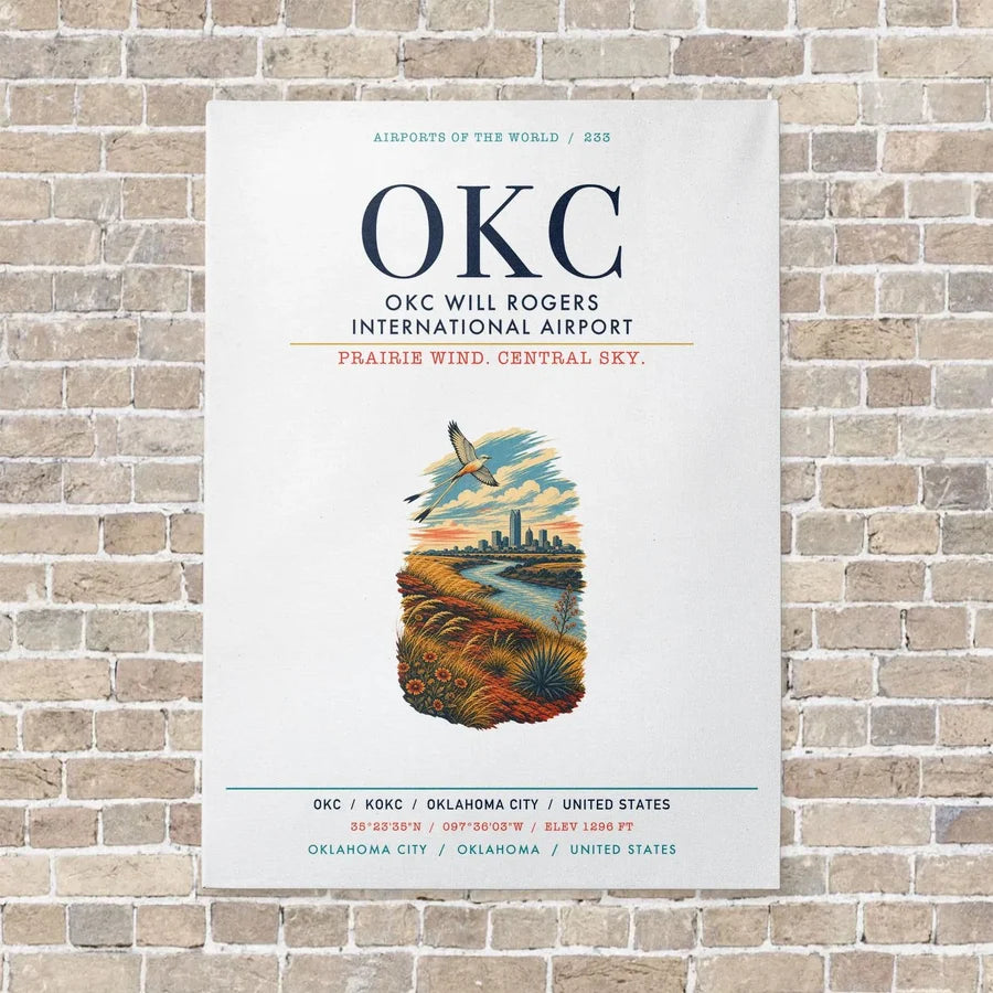 OKC Will Rogers International Airport OKC vertical canvas print - no frame - white background