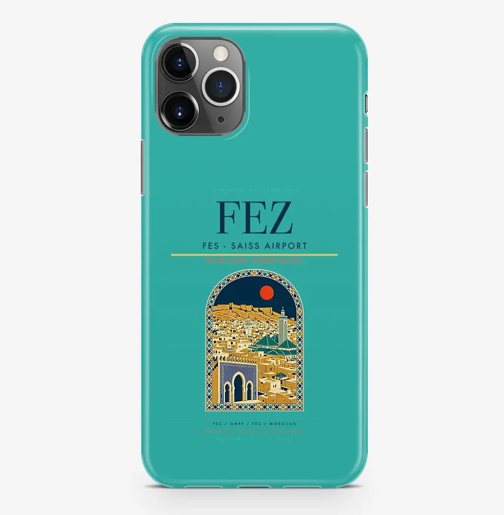 Fez Airport (FEZ) design on turquoise iPhone 16 Pro MagSafe case