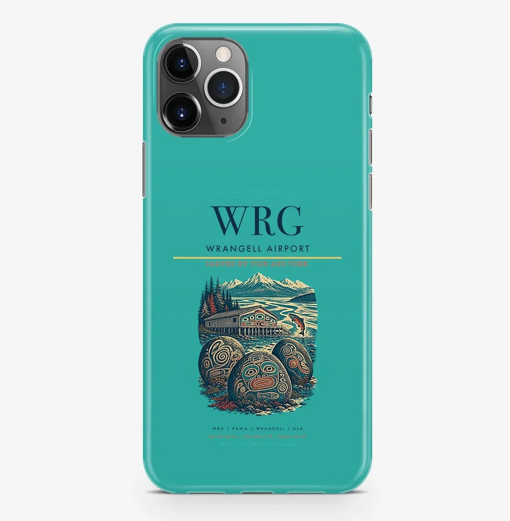 Wrangell Airport (WRG) design on turquoise iPhone 16 Pro MagSafe case