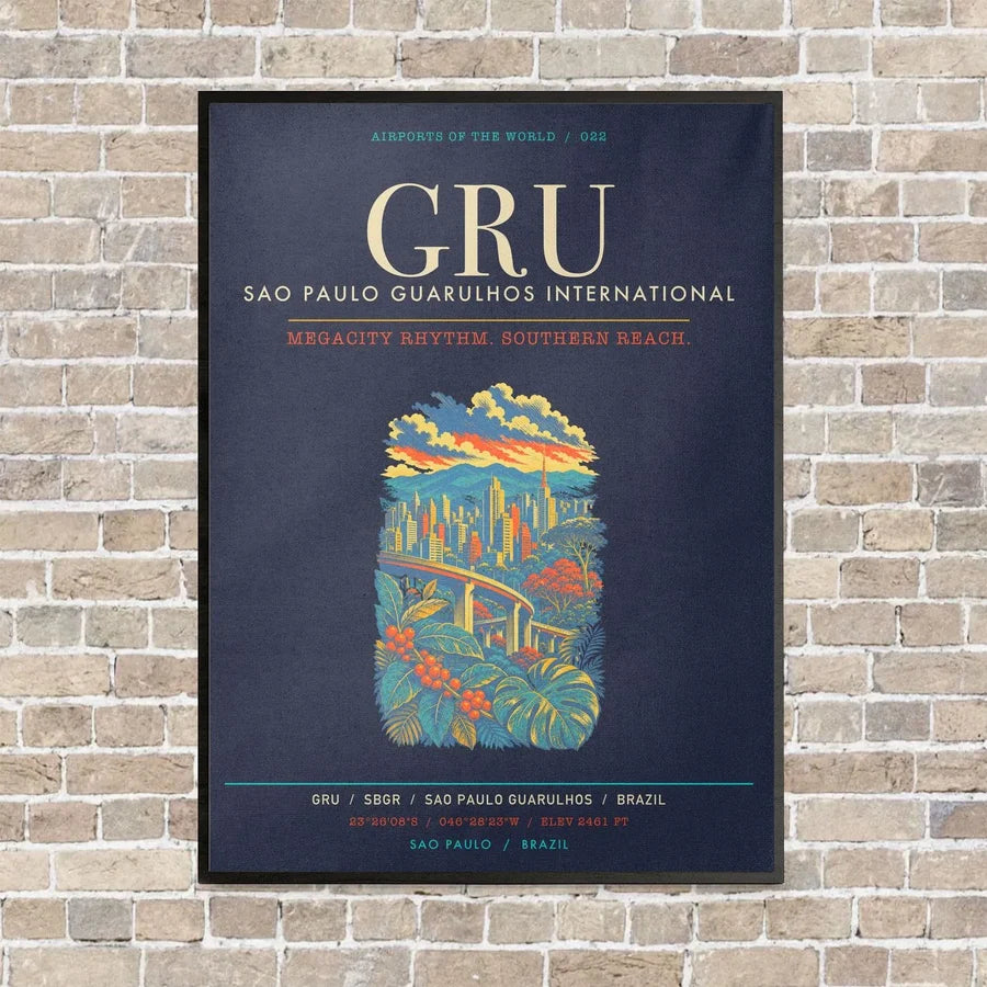Sao Paulo Guarulhos International Airport GRU - Canvas Framed - Navy Blue