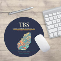 Thumbnail for Tbilisi International Airport (TBS) design on navy blue round mouse pad