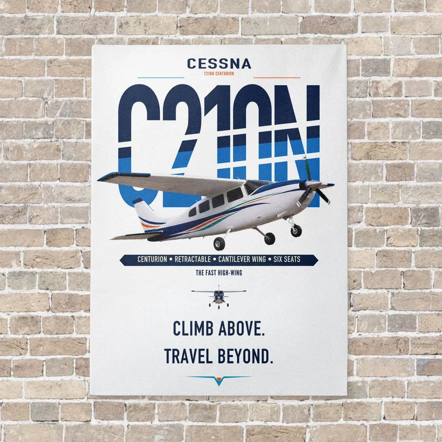Cessna T210N Centurion vertical canvas print - no frame - white background