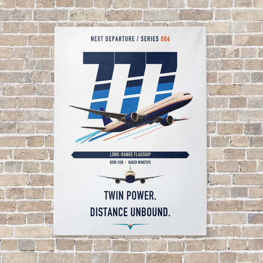 Boeing 777-300ER vertical canvas print - no frame - white background