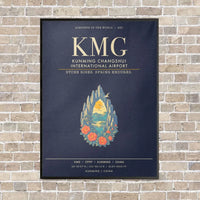 Thumbnail for Kunming Changshui International Airport KMG - Canvas Framed - Navy Blue