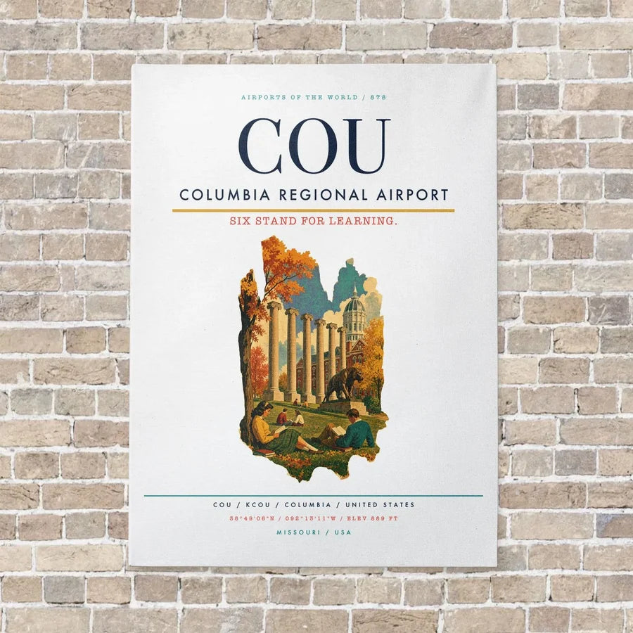 Columbia Regional Airport COU vertical canvas print - no frame - white background