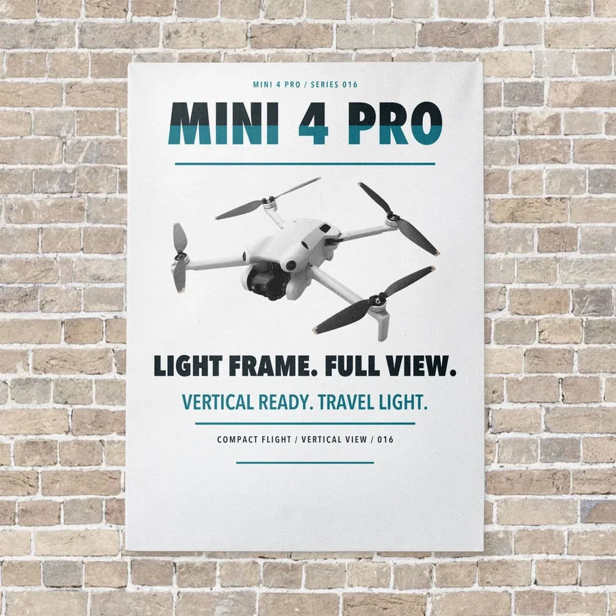 DJI Mini 4 Pro vertical canvas print - no frame - white background
