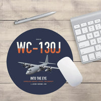 Thumbnail for WC-130J Hurricane Hunter design on navy blue round mouse pad