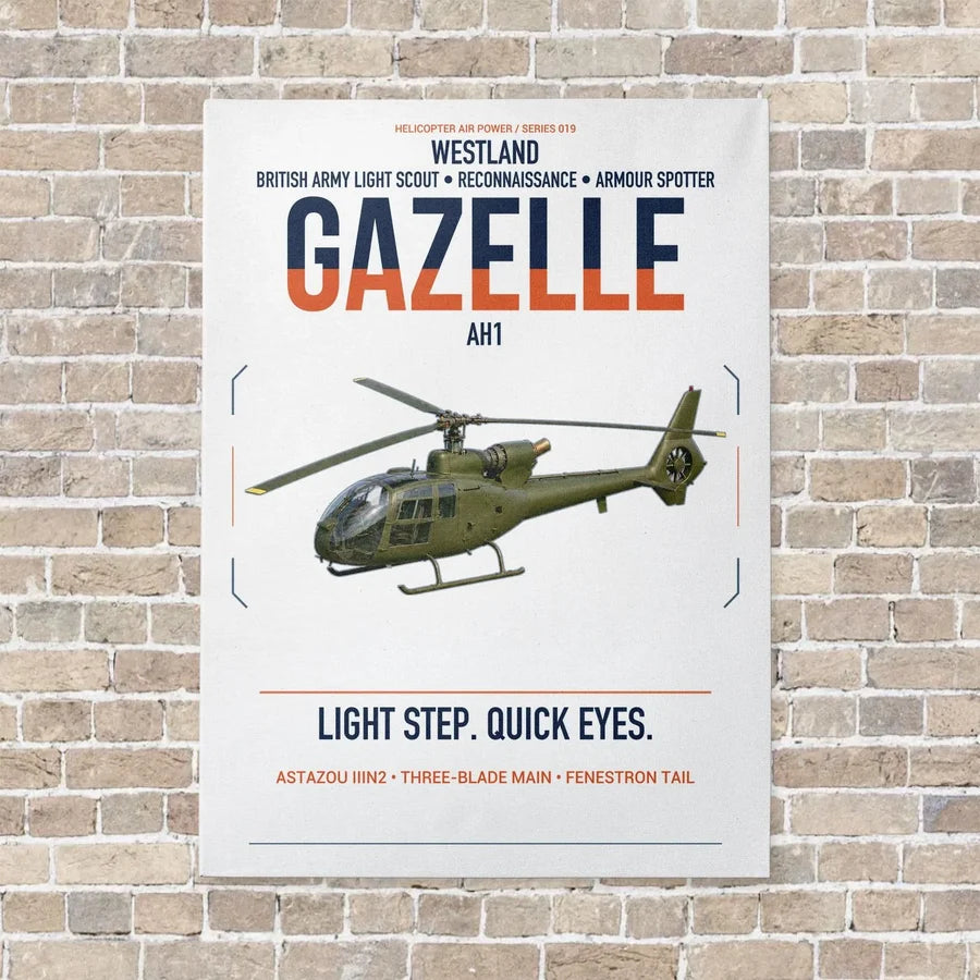 Westland Gazelle AH1 vertical canvas print - no frame - white background