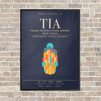 Thumbnail for Tirana International Airport Nene Tereza TIA - Canvas Framed - Navy Blue