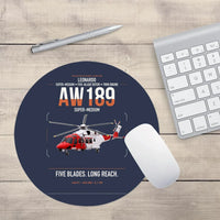 Thumbnail for Leonardo AW189 design on navy blue round mouse pad
