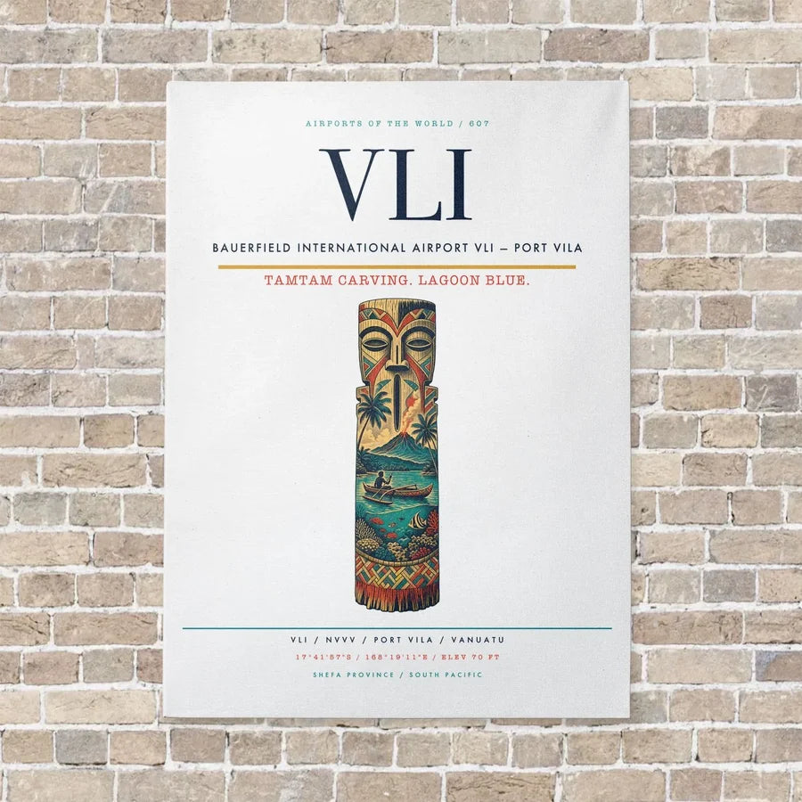 Bauerfield International Airport VLI — Port Vila vertical canvas print - no frame - white background