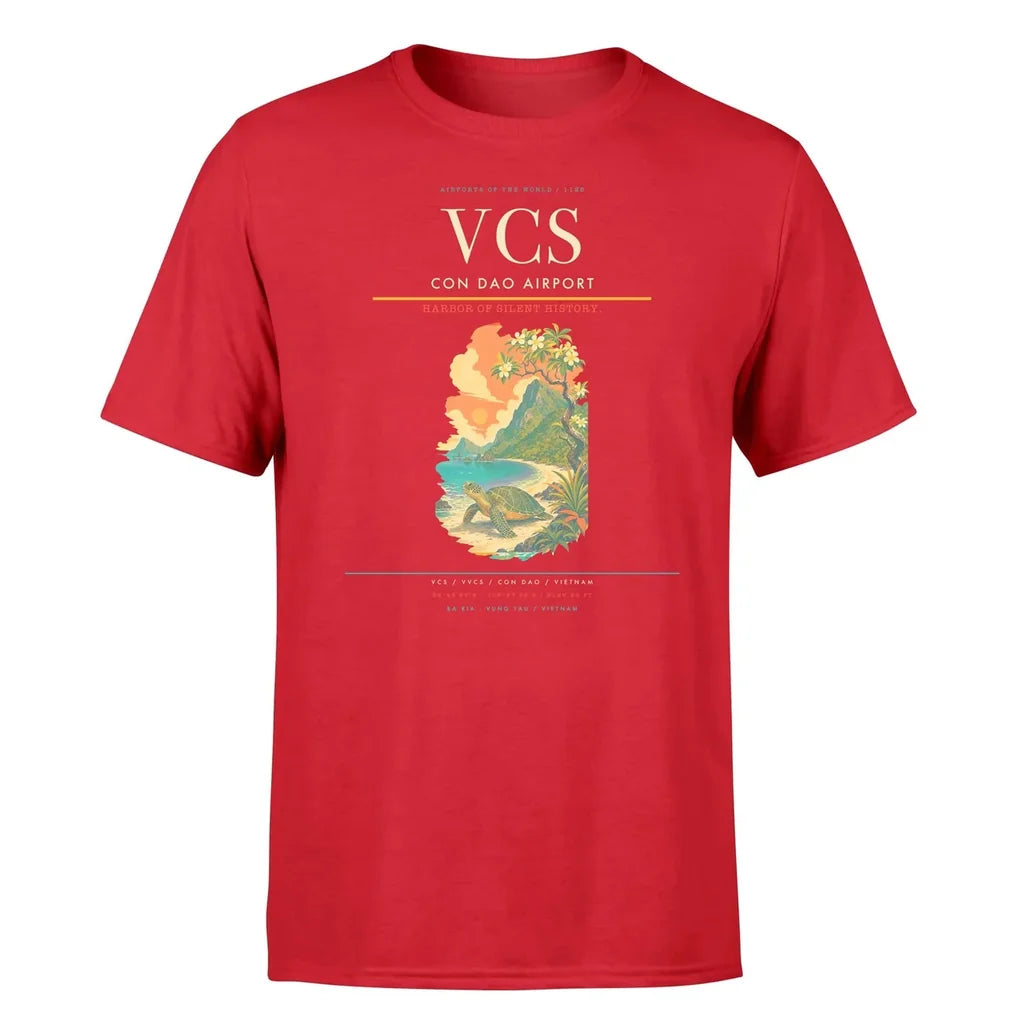 Con Dao Airport (VCS) T-Shirt single-side front print in Red | con-dao-airport-vcs-double-side-t-shirt